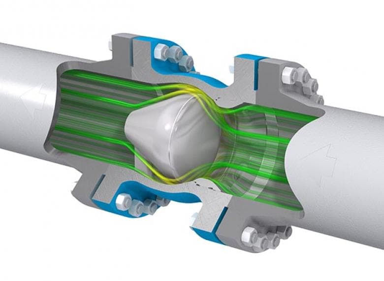 Streamlined flow path through full-port expanded body