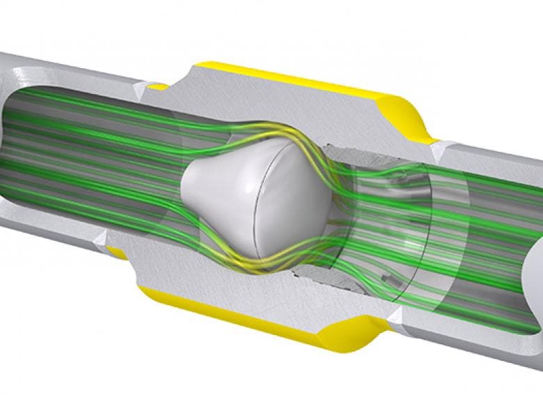 Streamlined flow path through full port expanded body